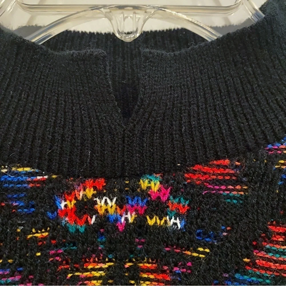 Pandora | Vintage 80’s Sweater Acrylic Mock Neck Black Size Medium - Picture 5 of 7